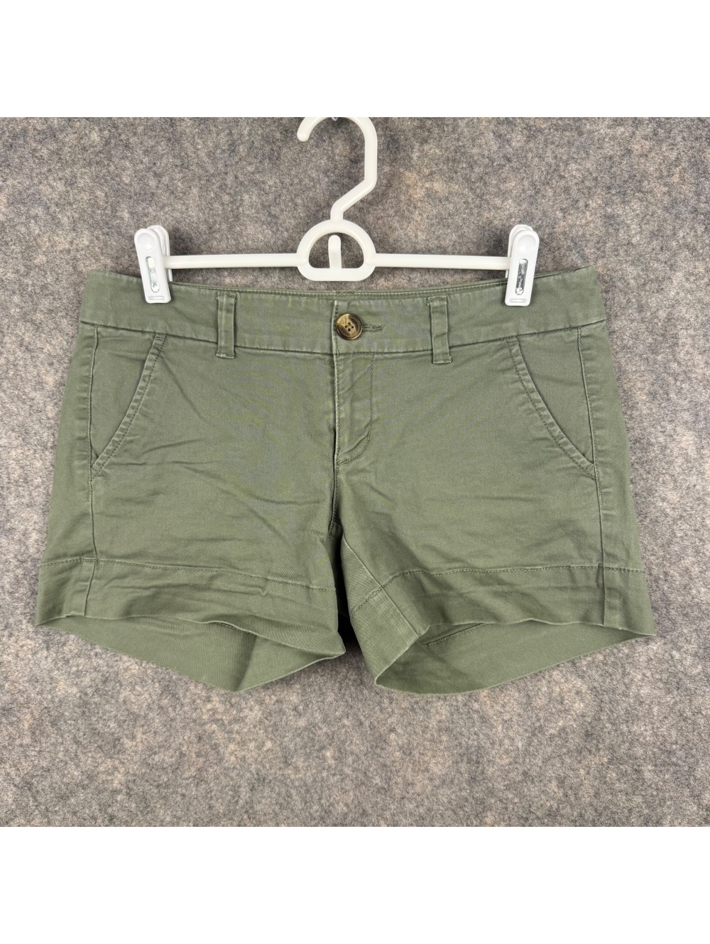 American Eagle Utility Shorts Slash Pockets Army Green Women Size 4 4.5” 894